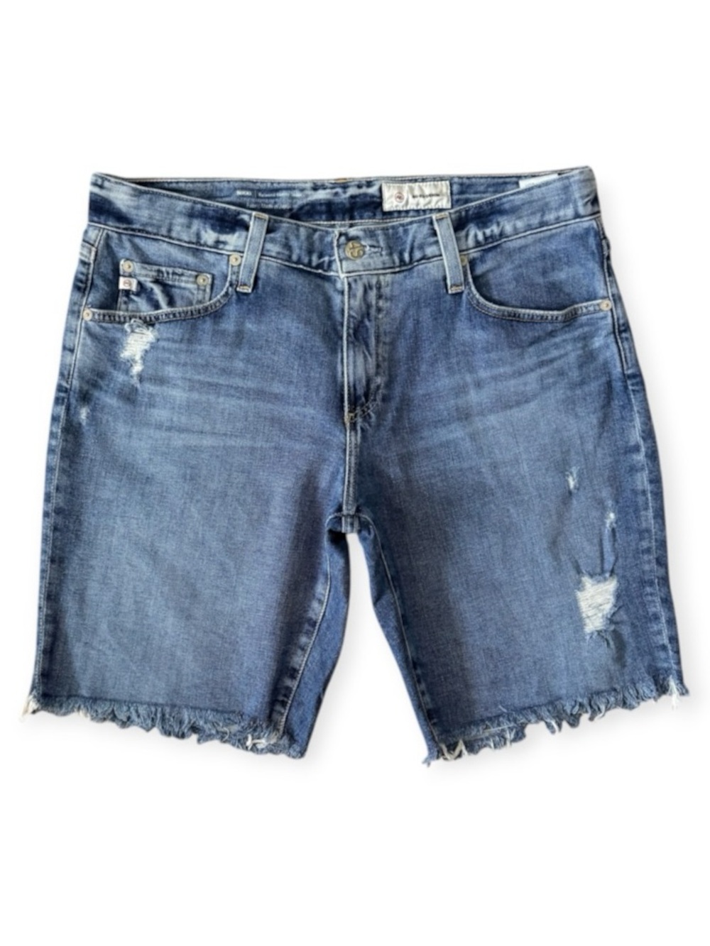 AG Denim Nikki Relaxed Skinny Distressed Shorts - Blue Size 30
